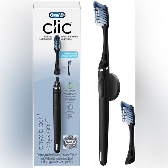 Oral B Clic Manual Toothbrush • Onyx Black Magnetic Toothbrush Holder • NIB - Picture 7 of 13